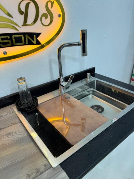 Evier de cuisine inox nano + mtigeur 04 fonction ( 68cm/46cm )